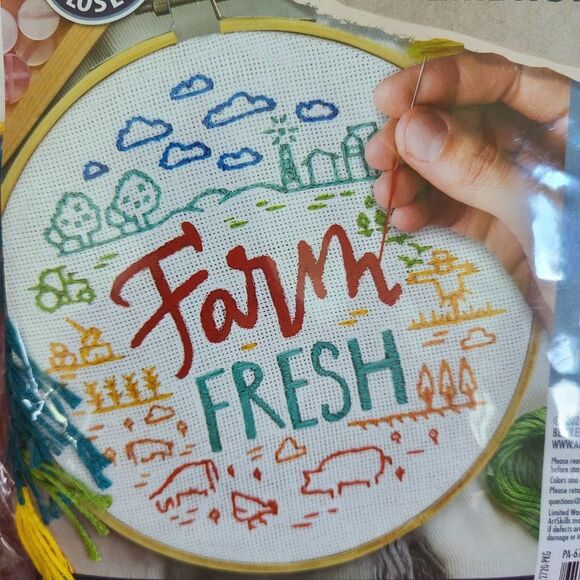 Art Skills Crafter's Closet "Farm Fresh" Rustic Farm Style Embroidery Kit NWT - Picture 6 of 16